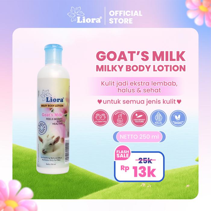 Gambar LIORA Milky Body Lotion (Goat’s Milk) 250ML | Handbody Lotion Susu Kambing Whitening Membantu Mencerahkan Kulit Kusam Kering Melembapkan Menutrisi Agar Kulit Tubuh Lembut Halus Sehat Glowing Natural Cocok Untuk Perawatan Tubuh Harian BPOM dari liora beauty_NEW undefined Tokopedia