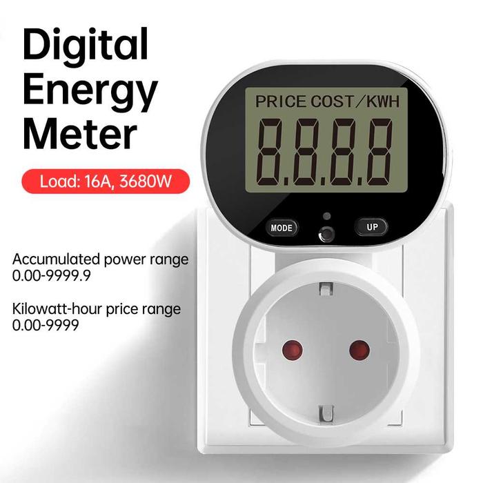 Gambar USEA Stop Kontak Pengukur Listrik kWh Meter Digital EU 16A 230V - PMB07 - Putih dari Usea Official Store undefined Tokopedia
