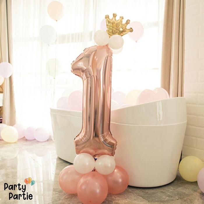 Gambar [Paket Acc] Balon Standing Angka Rose Gold Jumbo 100cm Rose Pink Putih - RoseG Pink 1 dari PartyPartie undefined Tokopedia