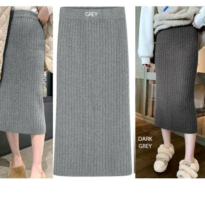 Gambar ROK SPAN Knit rok slimfitting bodycon - dark gray dari Melany collection_NEW undefined Tokopedia