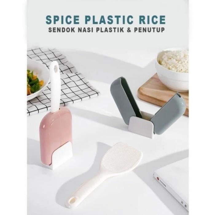 Gambar Centong Nasi Dengan Penutup Cover Otomatis Tempat Sendok Nasi Plastik Rice Spoon Buka Tutup Holder K07 BL - CENTONG NASI DENGAN PENUTUP dari MyLittle House undefined Tokopedia