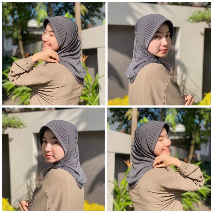 Gambar Bergo Sport Size S Premium / Hijab Sporty / Bergo Instant High Quality / Kerudung Pad / Bergo Pet Tebal / Bergo Pet Lebar - Black dari Safa scarft undefined Tokopedia