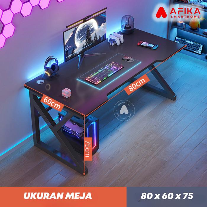 Gambar Meja Komputer PC Laptop Kayu Kokoh Desk Stable Frame with Cable Hole Besi Minimalis - 80 x 60cm dari Afika Smarthome undefined Tokopedia