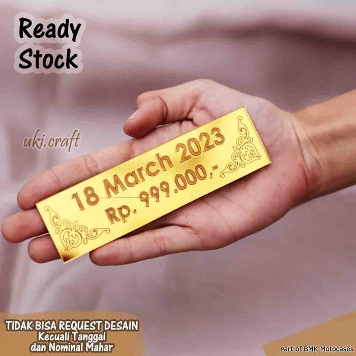 Gambar Custom Grafir Nominal Tanggal Kotak Ukir Akrilik Mahar Seserahan Scrabbook Diy Ukiran Tanggal Nominal Akrilik Hiasan Bingkai Mahar Pernikahan Figura Wedding Seserahan Hantaran Chipboard Tulisan Nama Tanggal Lamaran Custom Grafir Akrilik Gold - 8 x 1,9 dari BMK Motocases undefined 4 Tokopedia