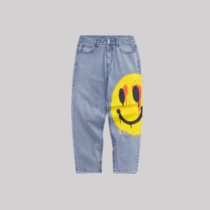 Gambar Smile Jeans vol 1 - celana jeans pria wanita baggy oversize streetwear Cotton - Blue, 30 dari Onpoint Streetwear undefined 4 Tokopedia