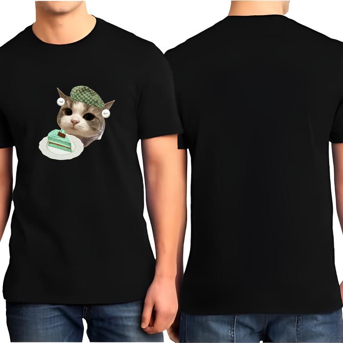Gambar SUNOPY - Kaos MEME KUCING MAKAN MCFLURRY DAN MAKAN KUE | Desain DTF Pria & Wanita Tc Combed 30s & Cotton combed 24s - 24S2-HITAM, Int:L dari sunopy tokopedia undefined Tokopedia