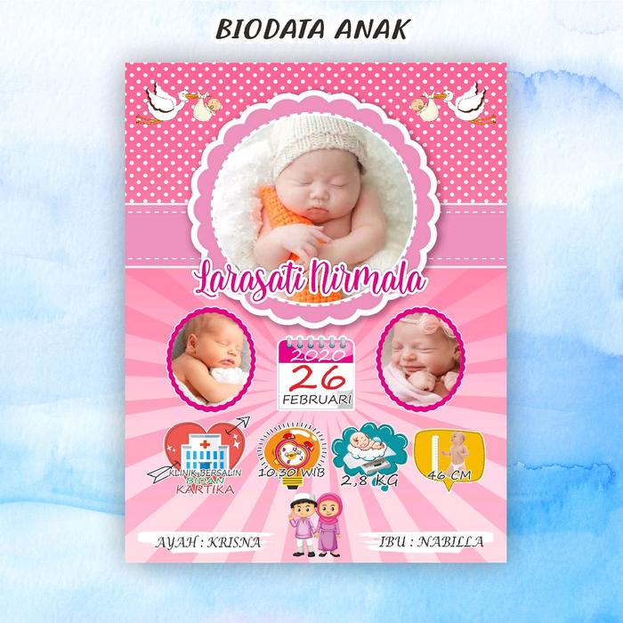 Gambar Biodata Kelahiran Anak Walldecor Hiasan Kamar - 14, 30x45cm dari Printing house undefined Tokopedia