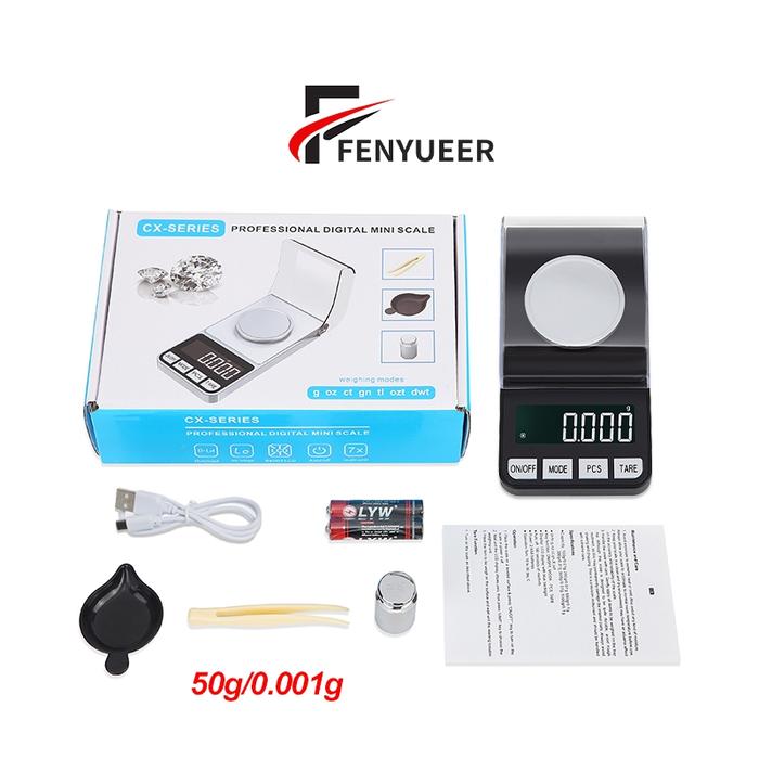 Gambar Fenyueer Timbangan Emas Digital Pocket Scale 0,001g Timbangan Elektronik Presisi USB Rechargeable - 50G/0.001G-USB+Bater dari Fenyueer Official Store Kab. Tangerang Tokopedia
