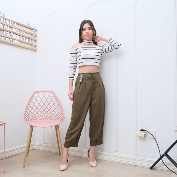 Gambar Loose Pants - Celana 7/8 Bahan Jatuh - Celana Kerja Wanita - army dari Elysia fashion murah undefined Tokopedia