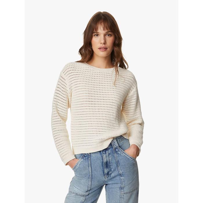 Gambar M&S - Sweater Wanita - Cotton Rich Textured Crew Neck Jumper - Ivory, INT XL dari Marks & Spencer ID undefined Tokopedia