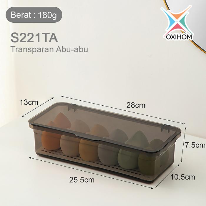 Gambar Oxihom Tempat Make Up Tempat Sendok Peniris Pengering Sayuran Buah Penyimpanan Plastik - S221 Transparent Abu dari Oxihom undefined Tokopedia