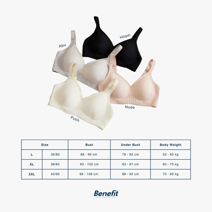 Gambar Benefit-Bonie Seamless Bra Wanita Tanpa Kawat - Abu, 2XL dari wear.benefit undefined Tokopedia