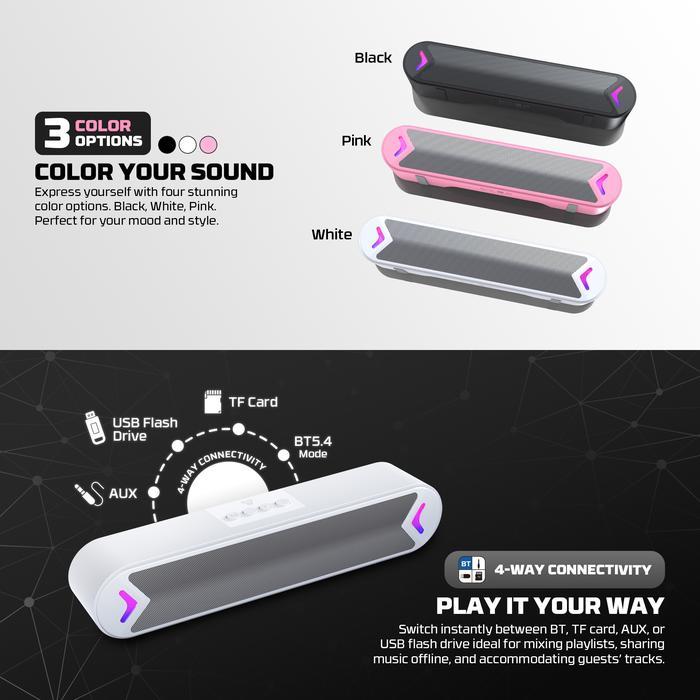 Gambar Fantech Groove Bar BS160 BS-160 Wireless Bluetooth Portable Gaming Speaker RGB 4 Way Connection - Black dari GGSTORESBY undefined Tokopedia