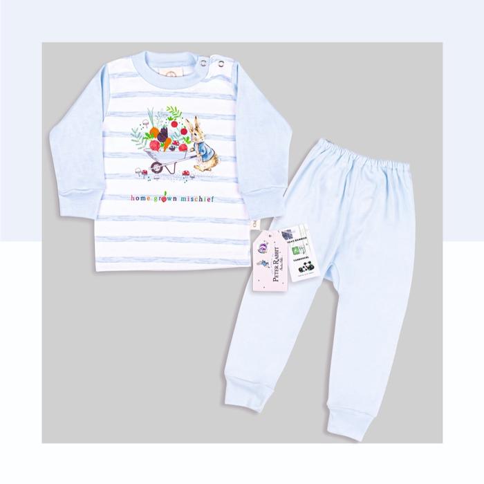 Gambar Set Oblong Panjang + Celana Panjang Stripe Peter Rabbit Size S - XXL Katun Bayi - Biru, S dari Chiyo Officially Kab. Bandung Tokopedia