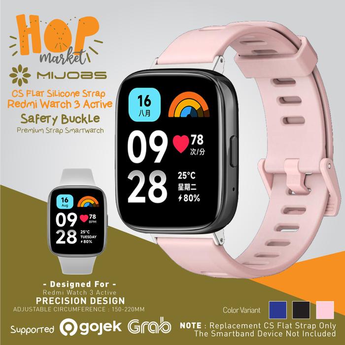 Gambar MIJOBS CS Flat Hole Silicone Strap for Redmi Watch 3 ACTIVE / Tali Jam Silikon dengan Metal Connector Linker Watch3 Active - Pink dari hop market undefined Tokopedia