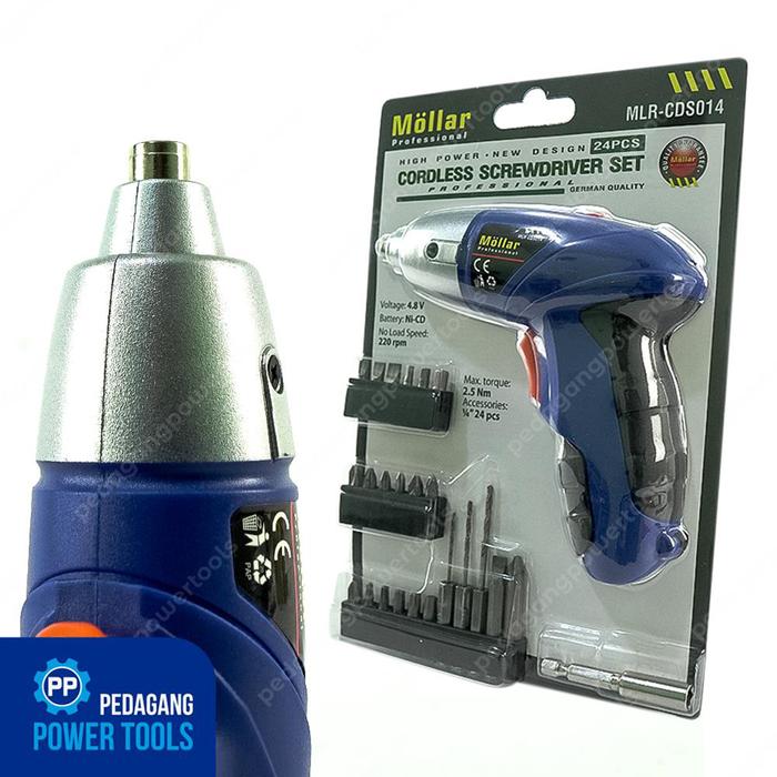 Gambar MOLLAR CDS014 MESIN BOR BATERAI 4.8V CORDLESS DRILL SCREWDRIVER SET dari Pedagang Powertools undefined Tokopedia