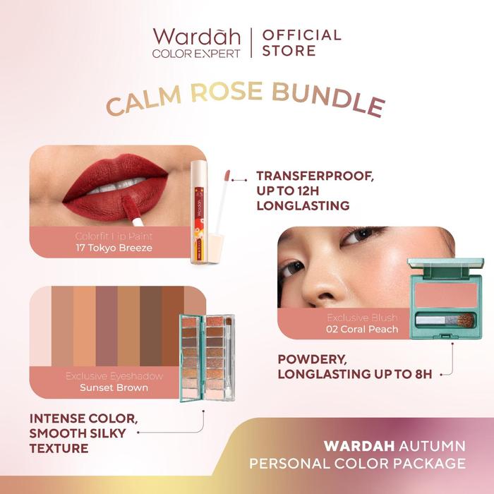 Gambar [BUNDLE] WARDAH Paket Autumn Seasonal Colorfit Lip Paint 4.2 g + Exclusive Blush 3 g + Exclusive Eye Shadow 10 g - Makeup - Calm Rose Bundle dari wardahbeautyid undefined Tokopedia
