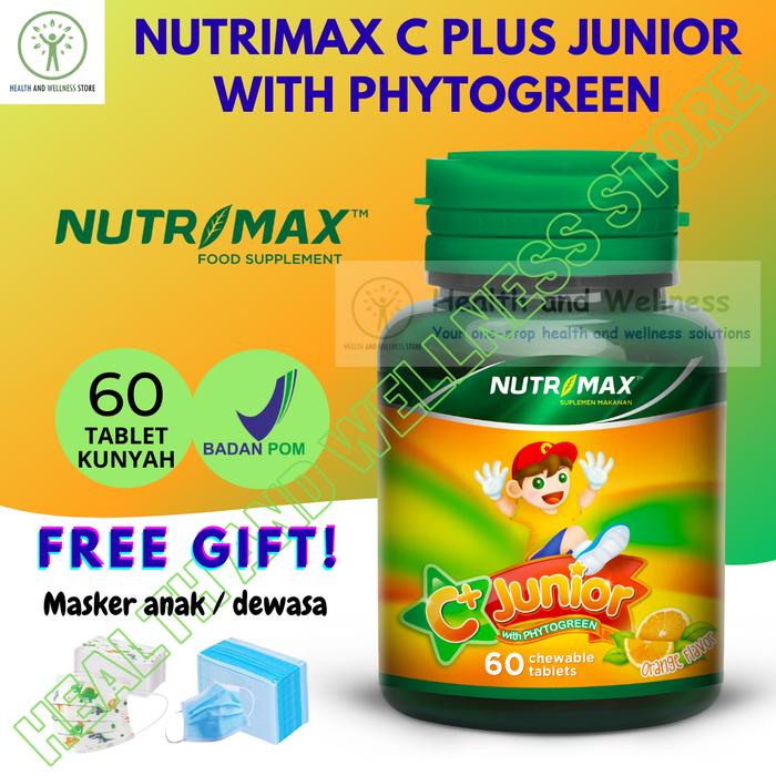 Gambar NUTRIMAX C+ JUNIOR C PLUS WITH PHYTOGREEN 60 TABLET KUNYAH dari Health and Wellness ID undefined Tokopedia