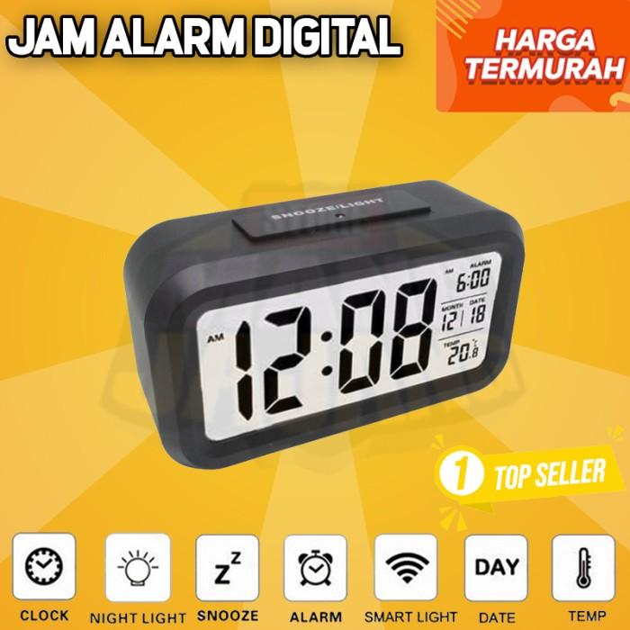 Gambar Jam Meja Digital / Jam Weker Pintar / Digital Smart Alarm Clock portable / jam beker minimalis - Hitam dari Mang jajang Store undefined Tokopedia