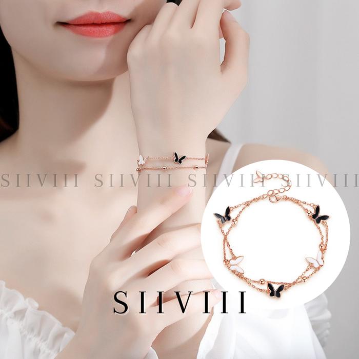 Gambar SIIVIII Gelang Tangan Gisel Kupu 2Layer Titanium Jewellry - Gelang Tangan Gisel Kupu Bijilada 2Layer, Rosegold dari SIIVIII Collection undefined Tokopedia