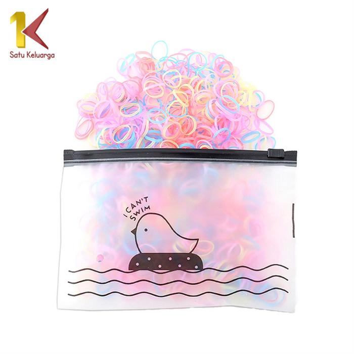 Gambar [COD] SK C586 Ikat Rambut Elastis Motif Polos 1000 PCS Bahan Karet Aksesoris Rambut Anak Kunciran Free Pouch - JELLY dari satukeluargaid undefined Tokopedia