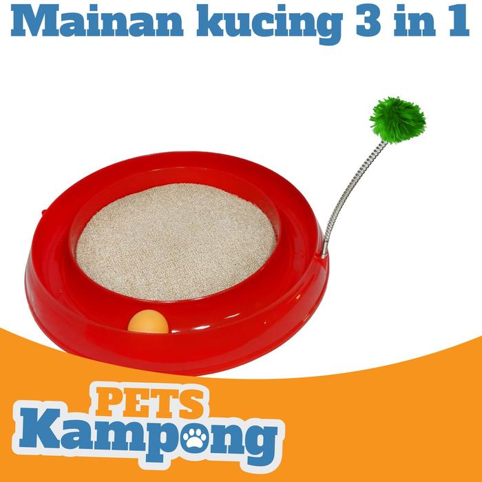 Gambar Opo Cat - Mainan kucing interaktif 3 in 1 bola circuit dengan garukan Opo Cat play toy - Merah dari Pets Kampong undefined Tokopedia