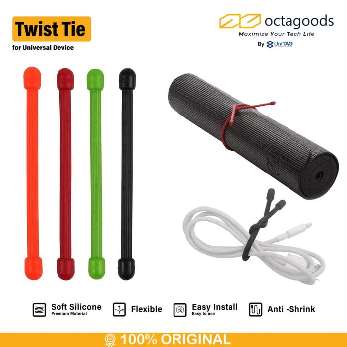 Gambar Pengikat Kabel Octagoods Twist Tie Cable Organizer Karet Silicone Reusable - 4inci (10cm) dari Octagoods Official undefined Tokopedia