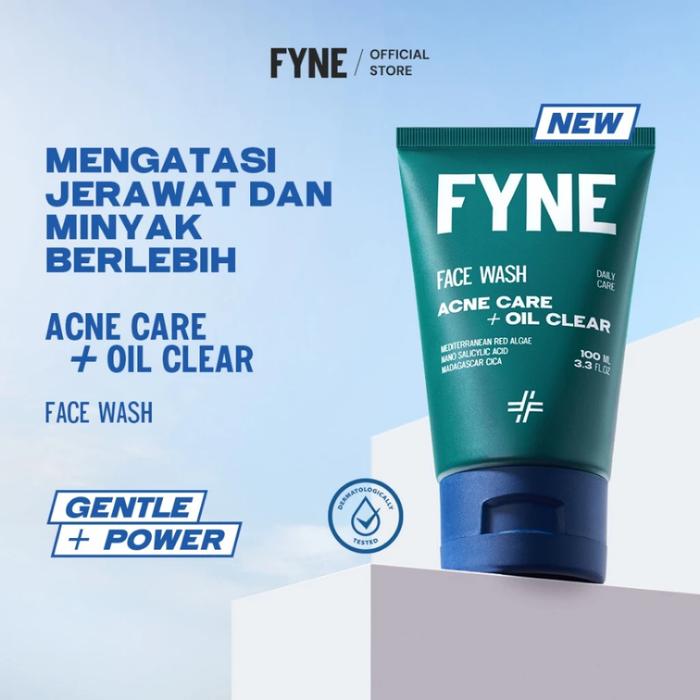 Gambar (READY!) FYNE Skincare Series | Face Wash Bright Up + Oil Control  & Acne & Oil Control | Bright Barrier+ Moisturizer | Sunscreen SPF 30 PA++++ - FW ACNE 100ML, FYNE dari Mafaza Beauty Oficial undefined Tokopedia