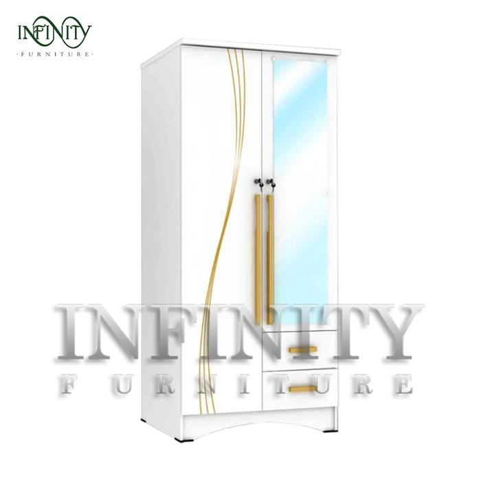 Gambar Lemari Pakaian 2 Pintu Cermin NAMI LP 2P - White dari Infinity Furniture undefined Tokopedia
