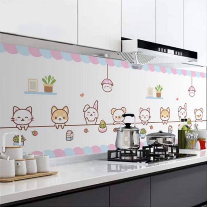 Gambar HL0205 Wallpaper Dinding Dapur Kitchen Desain Kartun Anti Air Dan Minya 3D Keramik Set Kamar Stiker Pvc - D0809 B Animal dari ELFYDO_NEW undefined Tokopedia