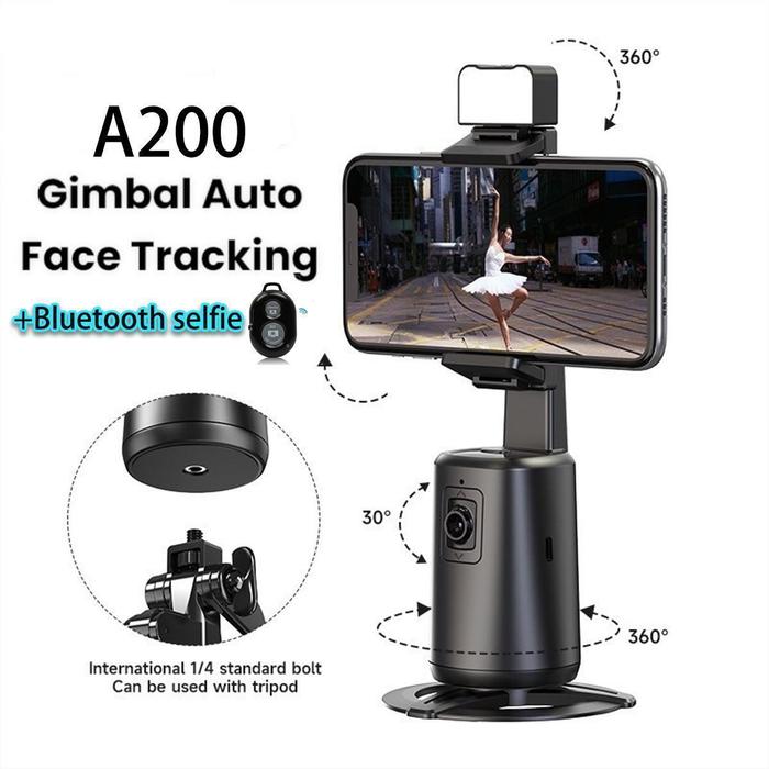 Gambar A200 pelacakan wajah otomatis universal joint mobile stabilizer 360°+Bluetooth selfie Handphone Lampu Tripod Gimbal Holder Tongsis Ponsel Panjang - A200 Auto Face Tracking +Bluetooth selfie dari Toko Lunic undefined Tokopedia