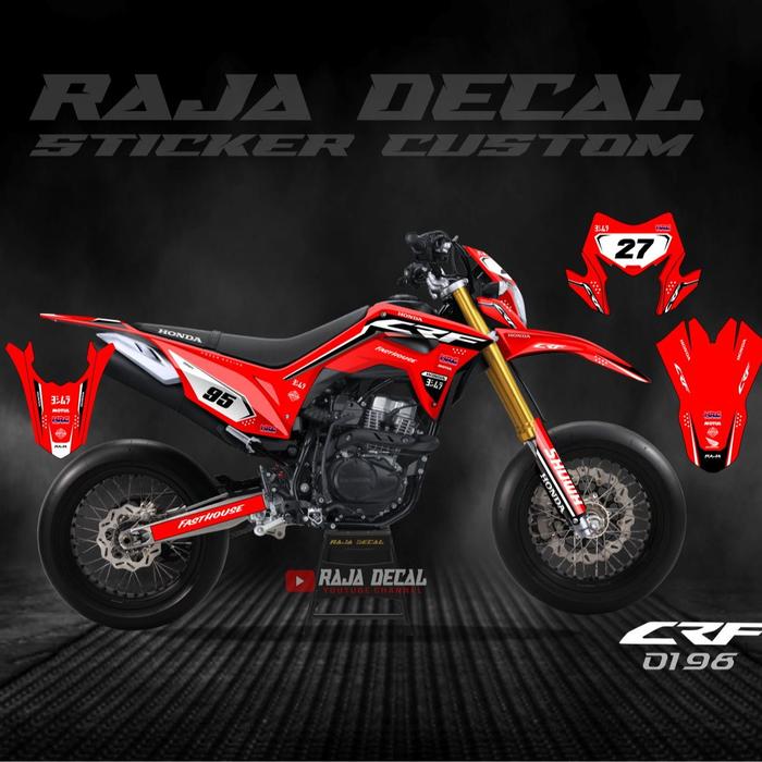 Gambar Decal Sticker CRF 150 Supermoto Disain Simple Minimalis Supermoto CRF 0198 - merah dari RajaDecal undefined 4 Tokopedia