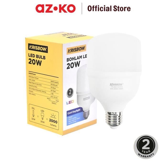 Gambar AZKO Krisbow Lumi Bohlam Led High Power - Cool Daylight Bulb Lampu Cahaya Indoor Outdoor Light Led Light Bolam - 20 Watt dari AZKO ID undefined Tokopedia