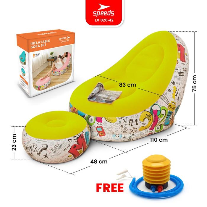 Gambar SPEEDS Sofa Angin Beanbag Squishy Jumbo Inflatable Indoor Sofa Lay Bag Tiup Angin Lazy Bag Foldable Outdoor 020-42 - 42 Kuning dari Calary Sport undefined Tokopedia