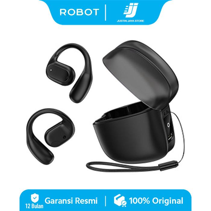 Gambar ROBOT True Wireless Open Ear Headphone Earphone Sport Running PlayTime 40 Hours Headset Bluetooth 6.0  Adjustable Ear Hooks Powerful Sound COMFO M2 Original - Garansi 1 Tahun - Black dari Justin Jaya Store_NEW undefined Tokopedia