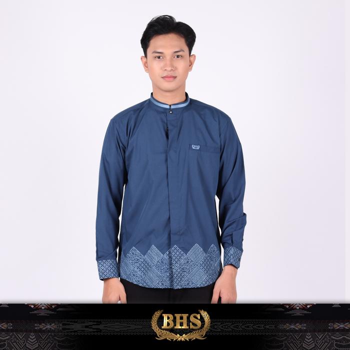 Gambar Baju Koko BHS Cosmo Suhaib Navy - M dari SarungBHS undefined Tokopedia