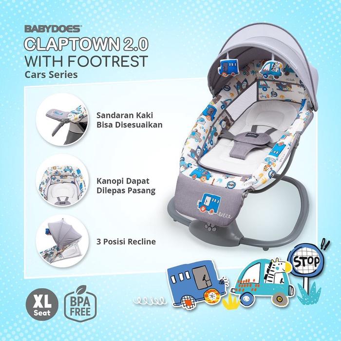 Gambar BABYDOES CLAPTOWN 2.0 WITH FOOTREST - CARS SERIES dari BABYDOES INDONESIA undefined Tokopedia