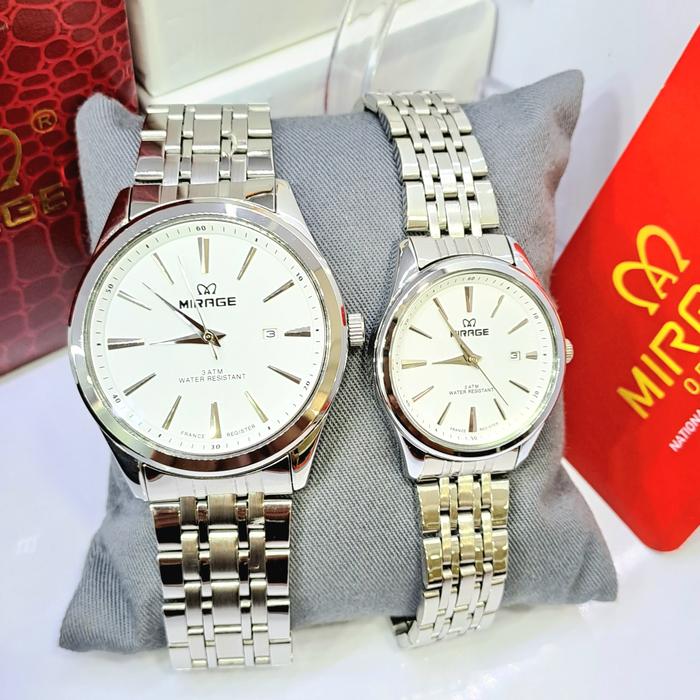 Gambar Jam Tangan Mirage Original Couple Tanggal Aktif Tahan Air - Couple plat putih dari Pasar Arloji undefined 4 Tokopedia
