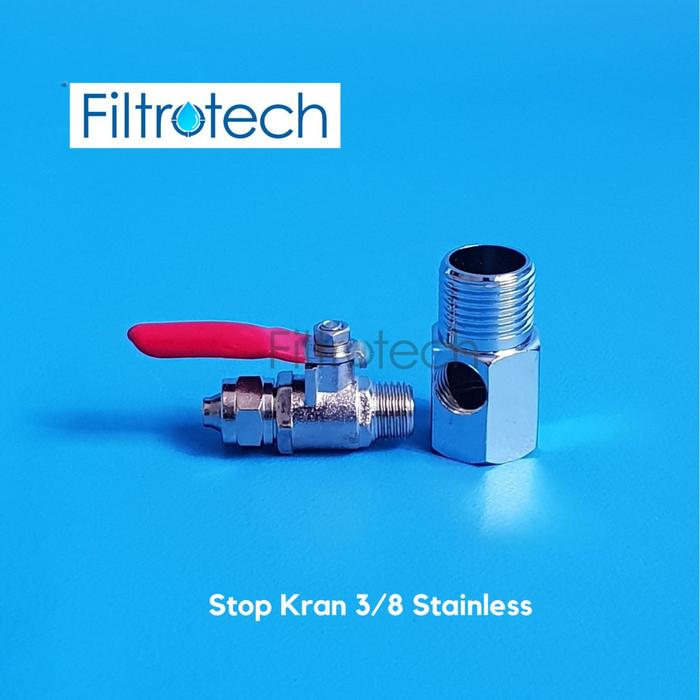 Gambar Stop Kran RO Konektor Fitting RO Ball valve Fitting RO Selang 1/4 dan 3/8 - Selang 3/8 dari Filtrotech undefined Tokopedia