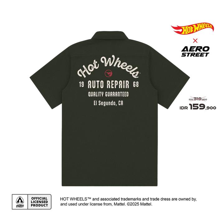 Gambar Aerostreet Workshirt Hot Wheels Auto Repair Dark Olive QBAAA - XL dari Aerostreet undefined Tokopedia