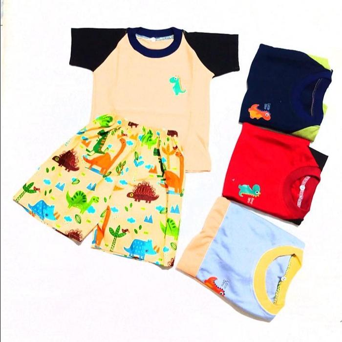 Gambar Paket 60rb isi 3 stel Setelan Kaos Anak Kombinasi Tangan - Isi 3 Stel, Size M(1-2Th) dari Elisa Kids undefined Tokopedia