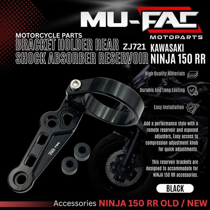 Gambar Breket MUFAC Holder Tabung Shock Belakang Ninja150 RR Bahan Aluminium CNC - Black dari Street Varian Motor undefined Tokopedia