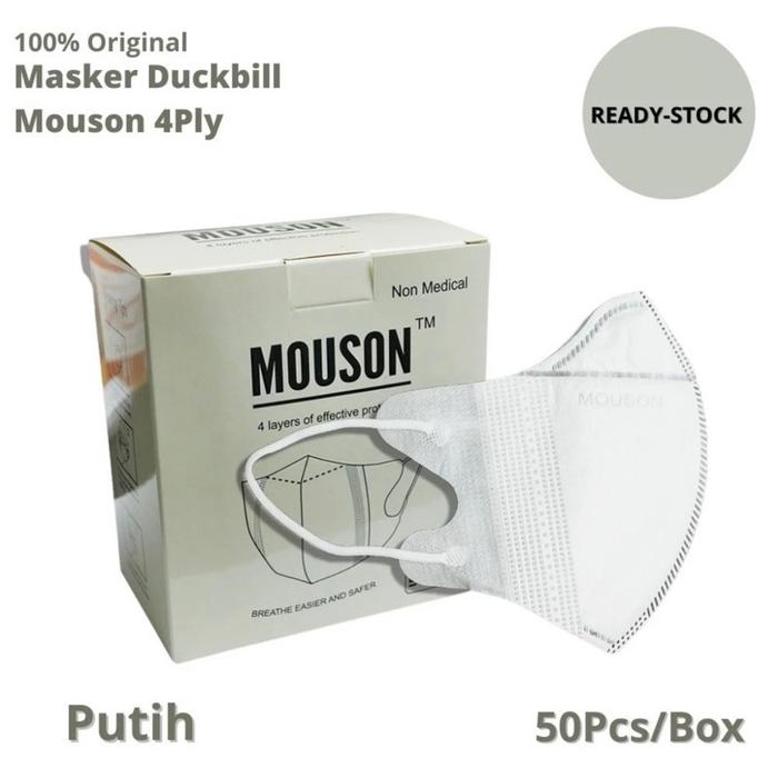 Gambar Masker Duckbill Mouson 4 ply Masker Earloop 4ply 50 pcs - Db Mouson 4p Putih dari Obostore88 undefined 3 Tokopedia