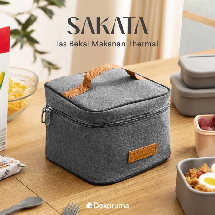 Gambar Dekoruma SAKATA Tas Bekal Makanan Thermal / Insulated Lunch Bag Box / Tas Bekal Tahan Panas Dingin - Grey dari Dekoruma Official Store undefined Tokopedia