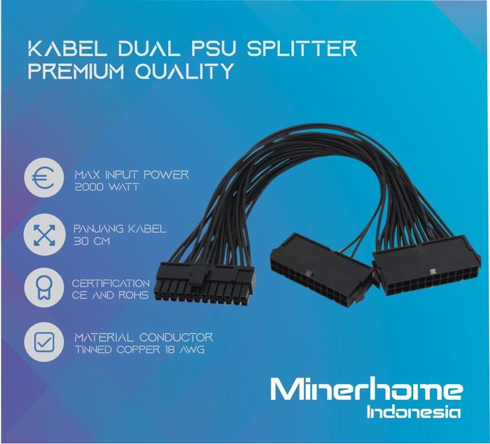 Gambar Kabel Dual PSU ATX 24 Pin Motherboard dari Minerhome Indonesia undefined Tokopedia