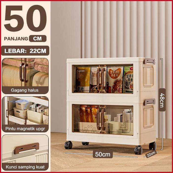 Gambar Lemari Plastik Lipat Susun 50CM | Kabinet Pakaian Serbaguna Anti Debu Minimalis Roda 360 Derajat Foldable Cabinet - 2 Tingkat Transparan | D149-2 dari Paus Biru Indonesia undefined Tokopedia