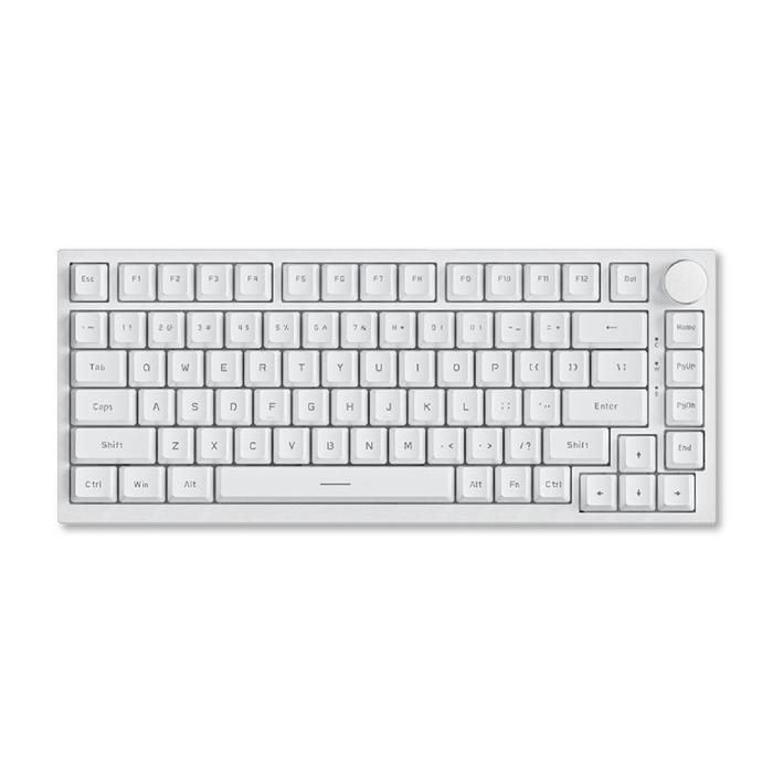 Ajazz AK820 Monochrome 75% Gasket Mount Mechanical Gaming Keyboard 82 Keys with Knob - Putih, Blue Switch