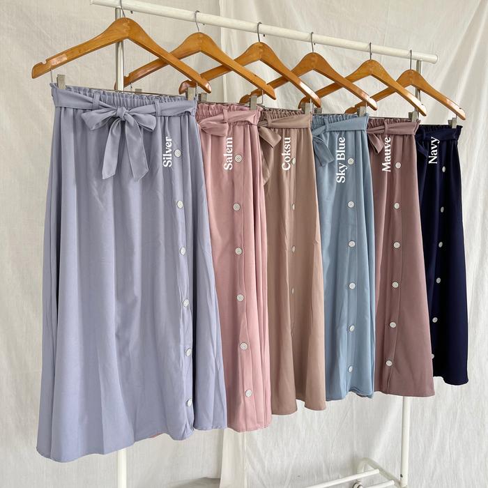 Gambar ZOYA SKIRT - ROK KANCING BUTTON SKIRT POLOS BASIC BAHAN SHAKILA PREMIUM - Mauve dari Occo Studio undefined Tokopedia