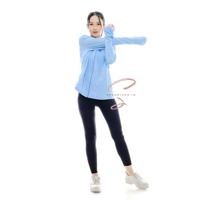 Gambar Jaket Olahraga Hoodie Pelindung sinar UV Abu Sport - BIRU MUDA, M (Bb 40-55Kg) dari RASARIURA.ID undefined Tokopedia