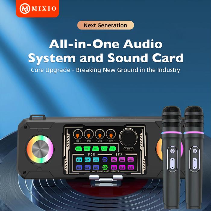 Gambar MIXIO YS-301 Soundcard Bluetooth Speaker 2 Microphone Wireless Karaoke All-in-One dari MIXIO undefined Tokopedia